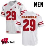 Men's Wisconsin Badgers NCAA #29 Max Praschak White Authentic Under Armour Big & Tall Stitched College Football Jersey TO31B24UC
